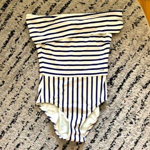 Solid and Striped one piece bathing suit. Size M.